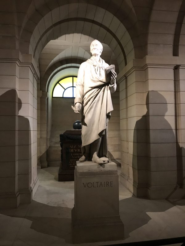 statue of voltaire inside pantheon