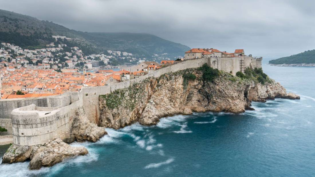aerial view of the old city of dubrovnik fortification