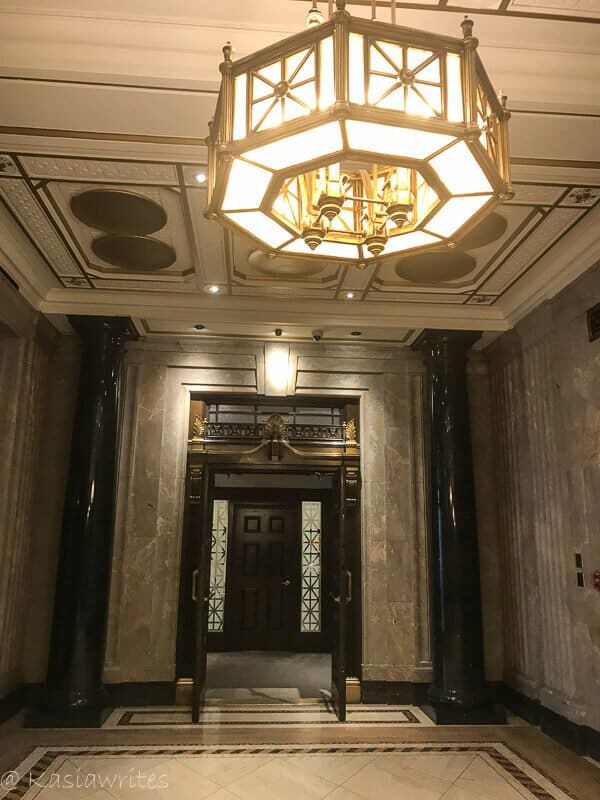 chandelier in the elevator lobby