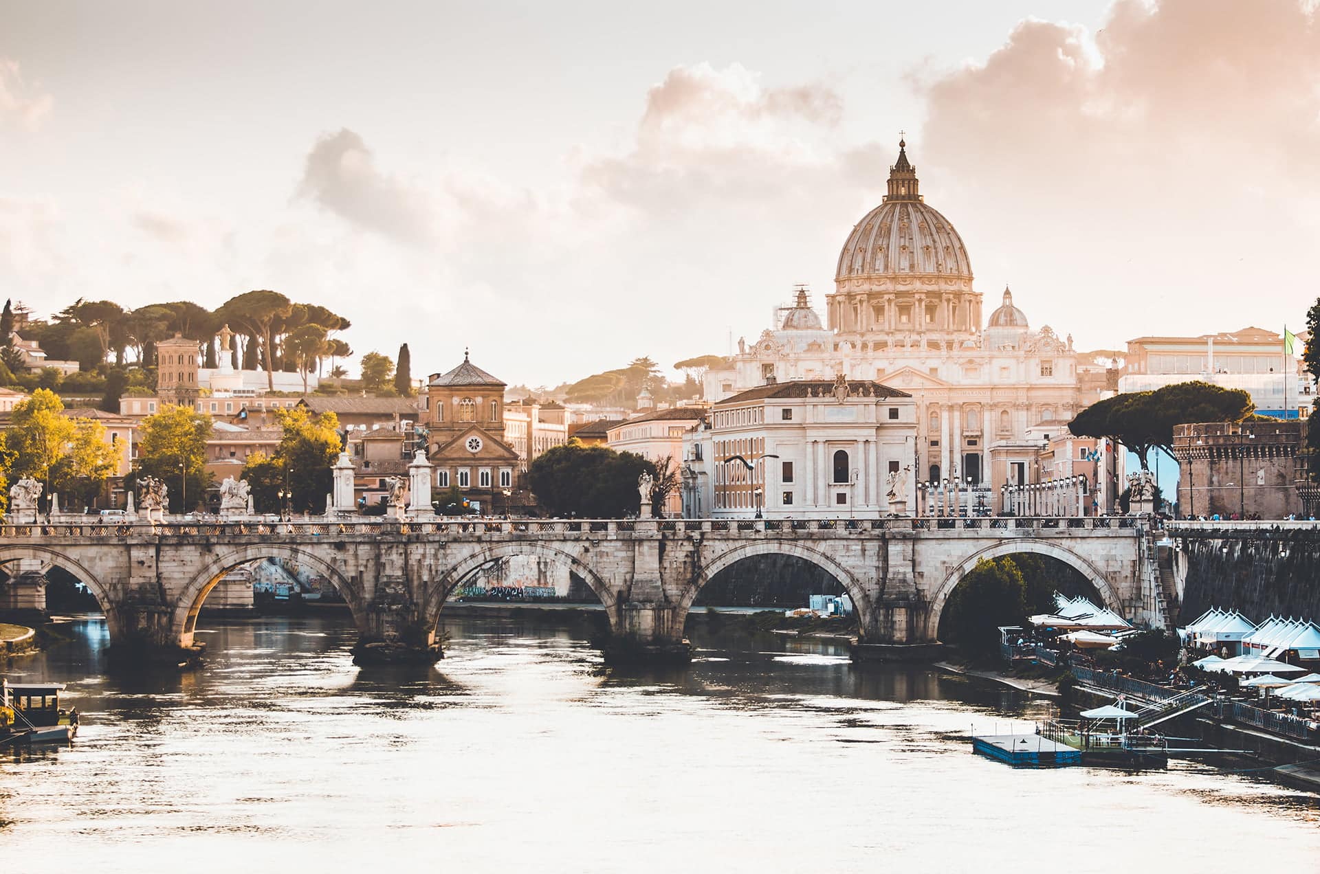 view of the Vatican and bridge in Rome