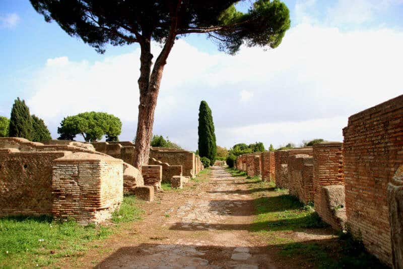 former Roman street at the ruins of Ostia Antica