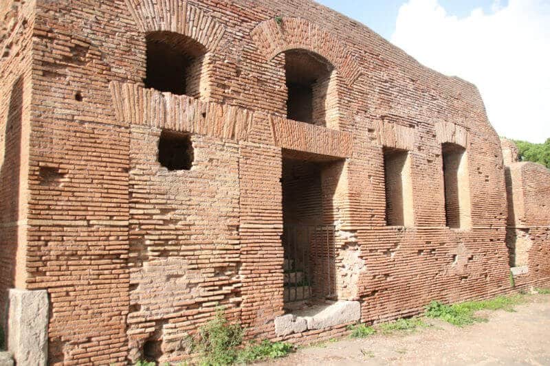 brick building facade at Ostia Antica