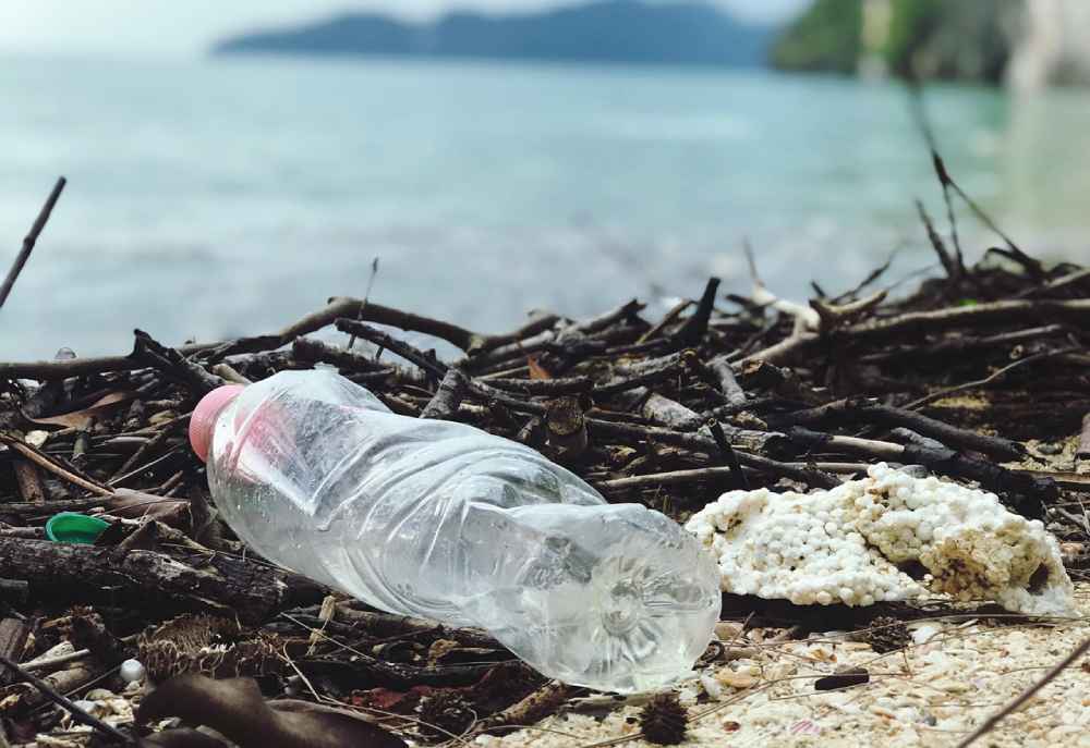 empty plastic bottle on the beach