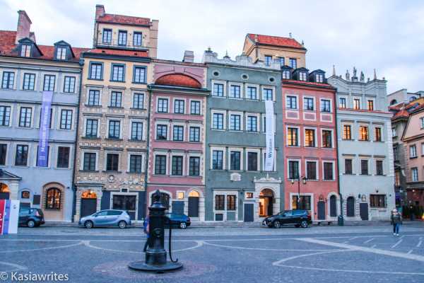 colourful buildings in Warsaw old town