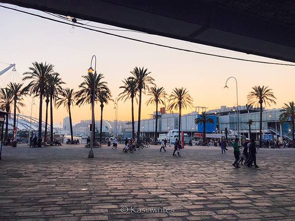 visit Genoa waterfront at sunset