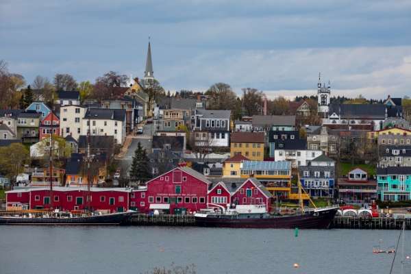 view of Lunenburg Nova Scotia from the water - travel to Canada