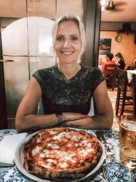 woman with pizza 