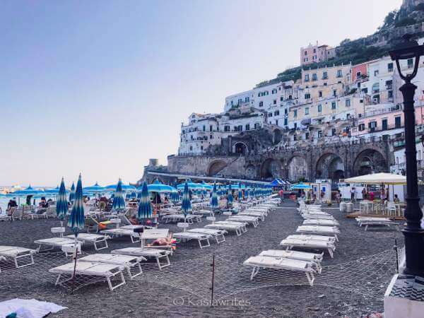beach chairs at Amalfi Coast beach