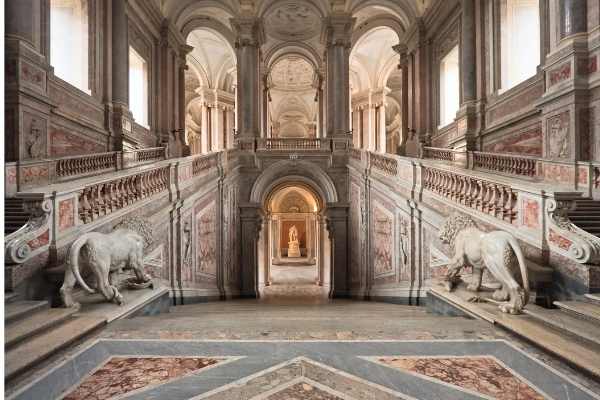 Grand staircase at the Royal Palace of Caserta