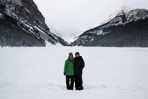 Banff Lake Louise Standing On The Frozen Lake