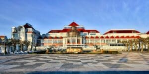 Beautiful building in Sopot Poland by Sopot beach and pier